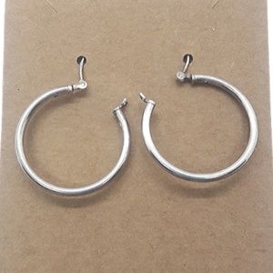 Classic Sterling Silver Hoop Earrings One inch
